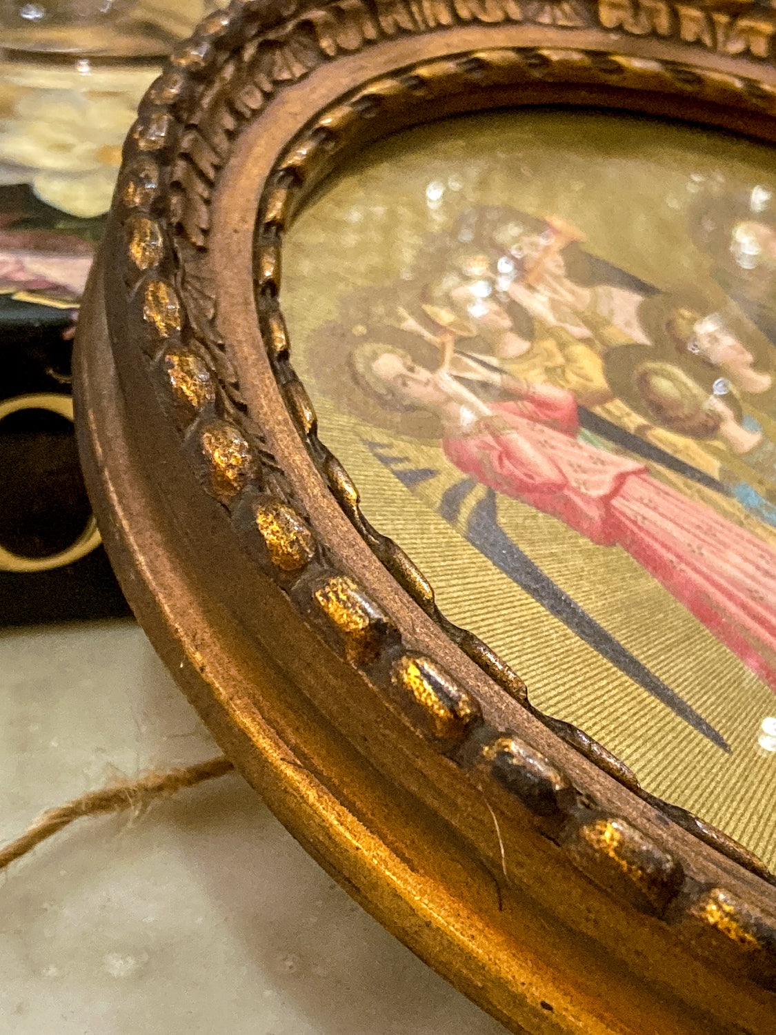1920s Miniature Group of Angels Wunderly Brothers Retail Circular Painting