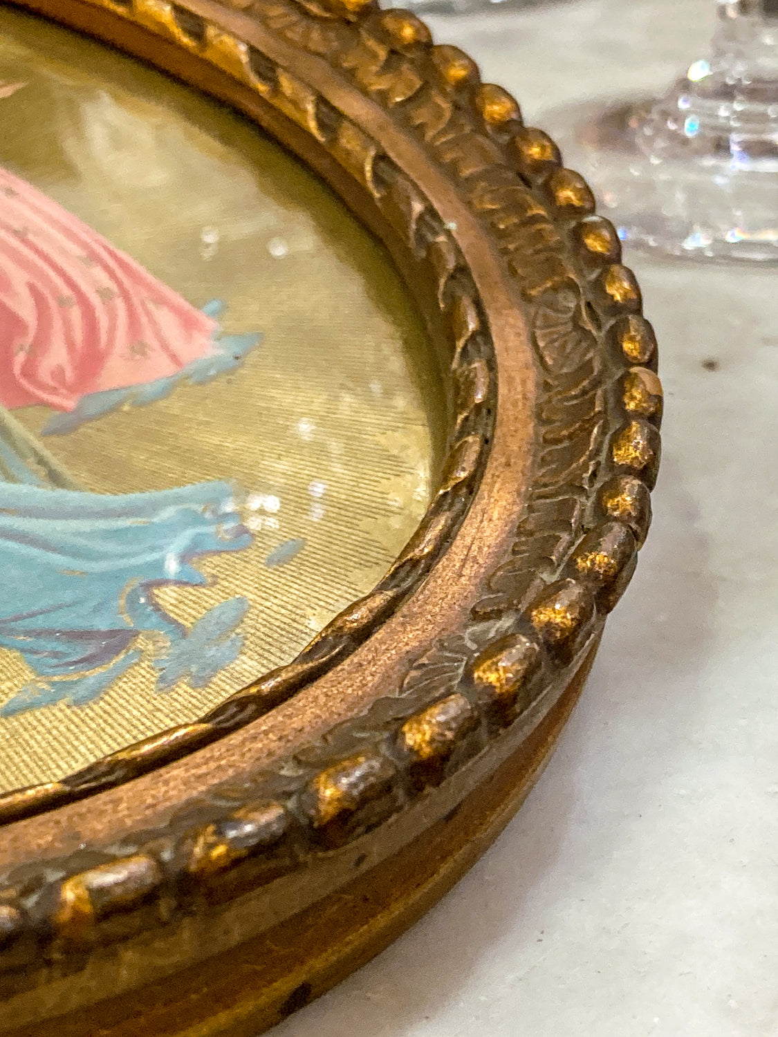 1920s Miniature Group of Angels Wunderly Brothers Retail Circular Painting