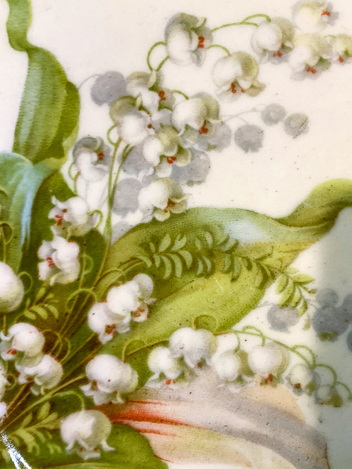 Antique 1930s Set of Six German Silesien Lily of the Valley Porcelain Dessert Plates