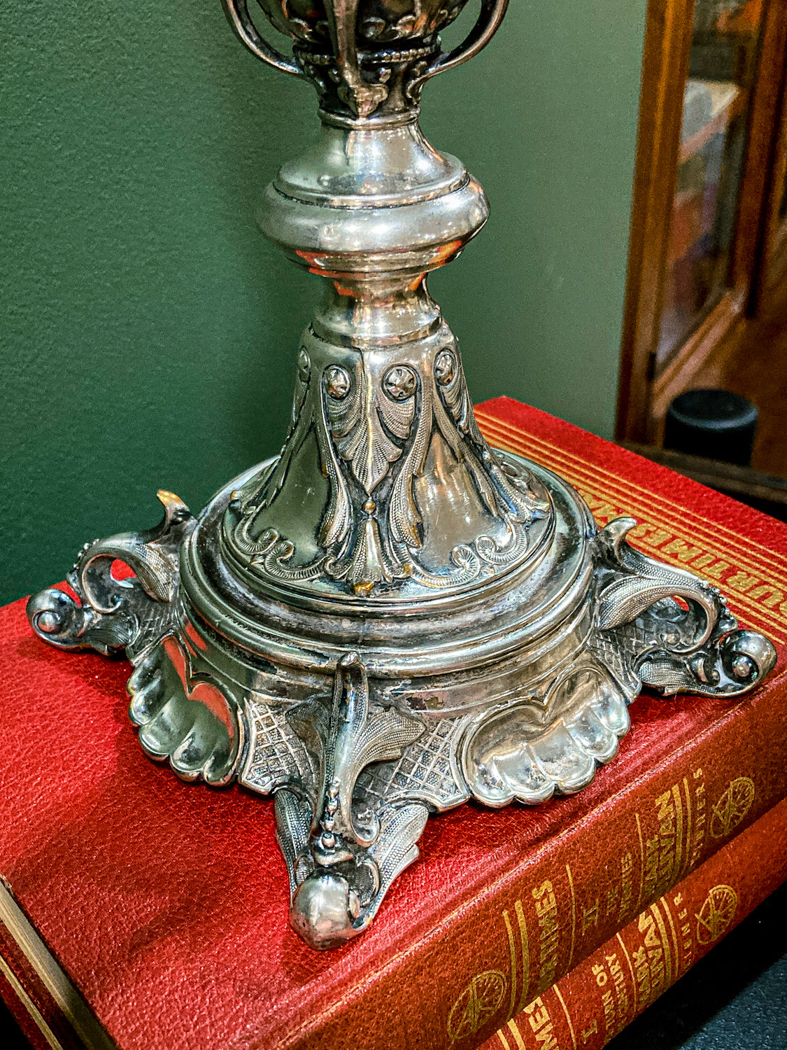 Antique 19th Century Polish Silver Plated Ornate Shabbat Candlesticks