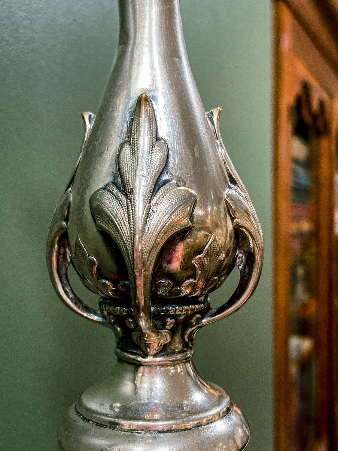 Antique 19th Century Polish Silver Plated Ornate Shabbat Candlesticks