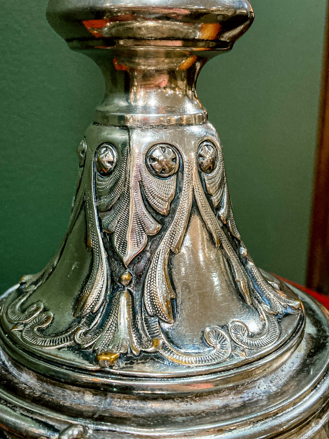 Antique 19th Century Polish Silver Plated Ornate Shabbat Candlesticks