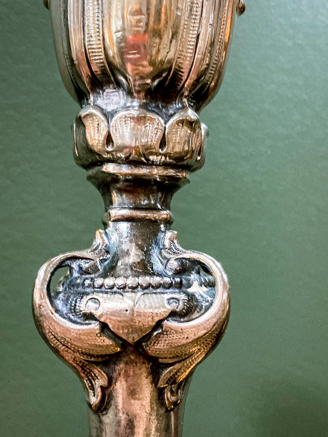 Antique 19th Century Polish Silver Plated Ornate Shabbat Candlesticks