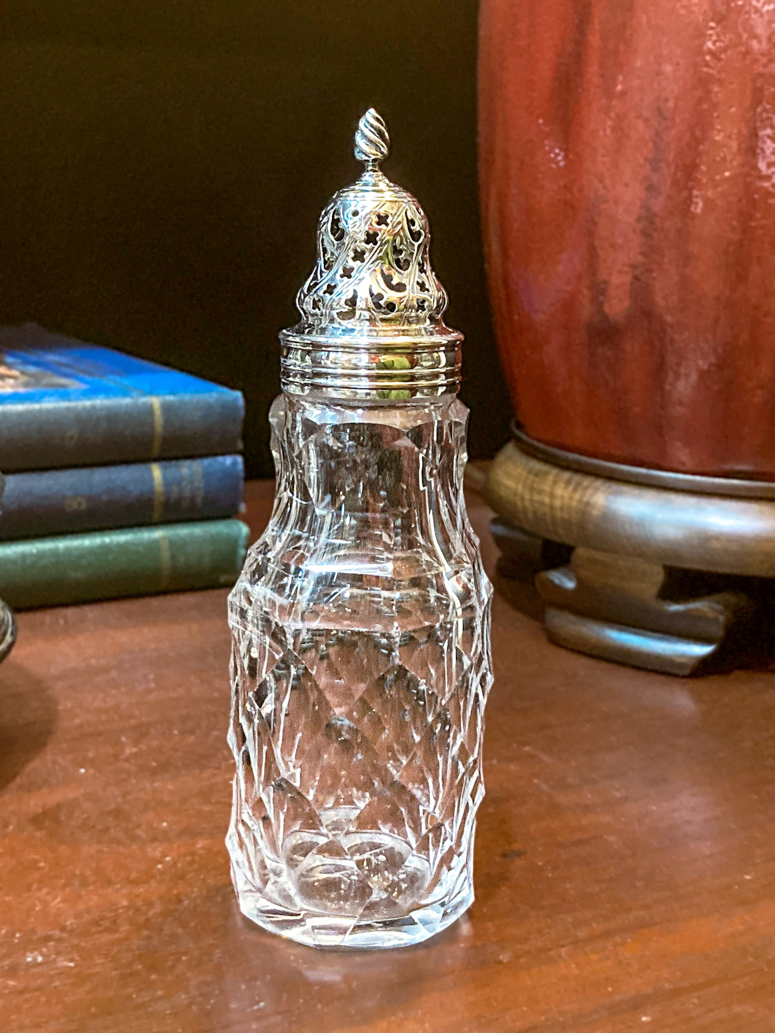 Antique Georgian Robert Makepeace English Sterling Silver Glass Cruet Set