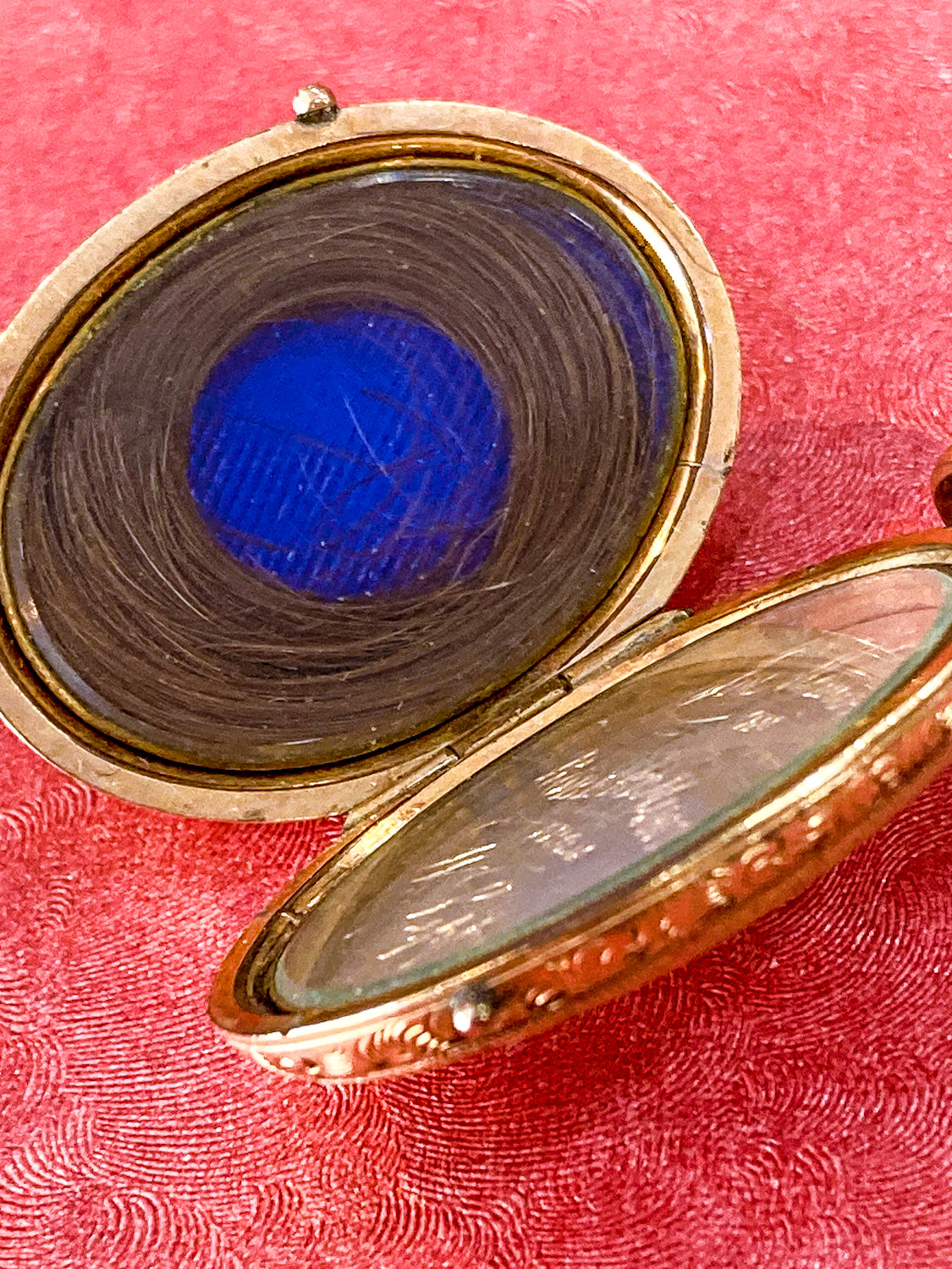 Antique Gold Filled Oval Floral Engraved Mourning Hair Locket Pendant