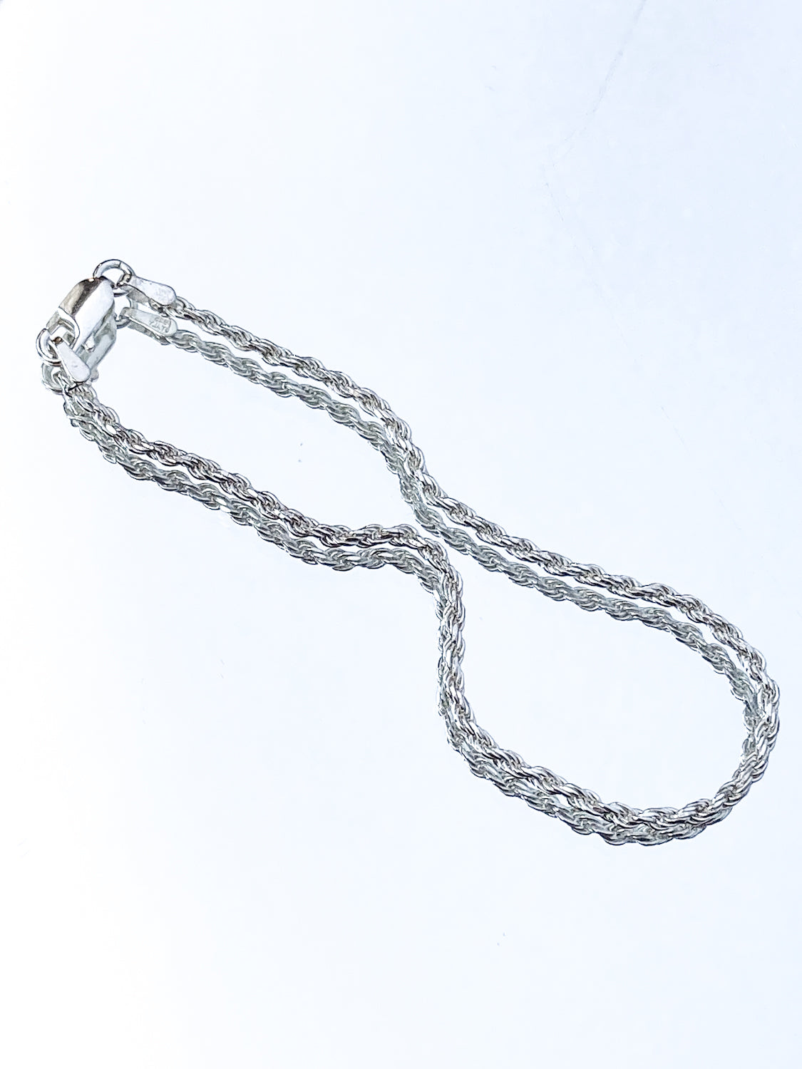 Radiant Italian 925 Sterling Silver Twisted Rope 7-Inch Chain Bracelet