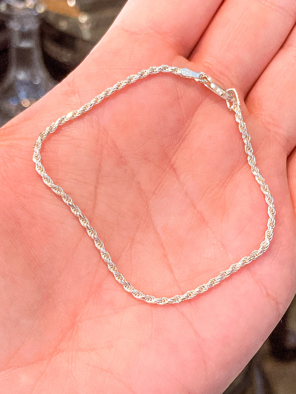 Radiant Italian 925 Sterling Silver Twisted Rope 7-Inch Chain Bracelet