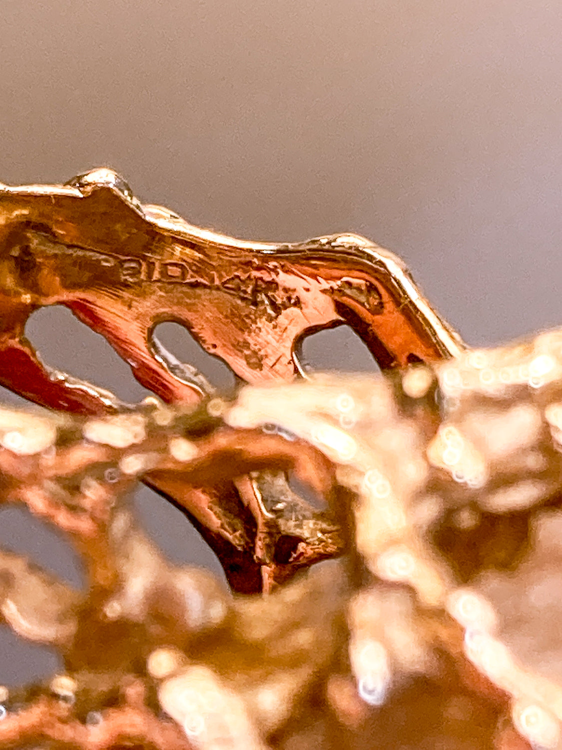 Vintage Artistic 14K Yellow Gold Brutalist Druzy Citrine Cocktail Ring