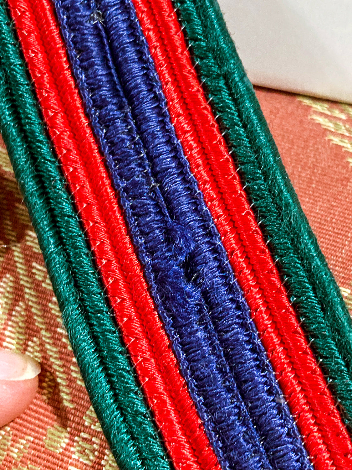 Vintage 1970s Yves Saint Laurent Heart Green Red Blue Tassel Rope Belt