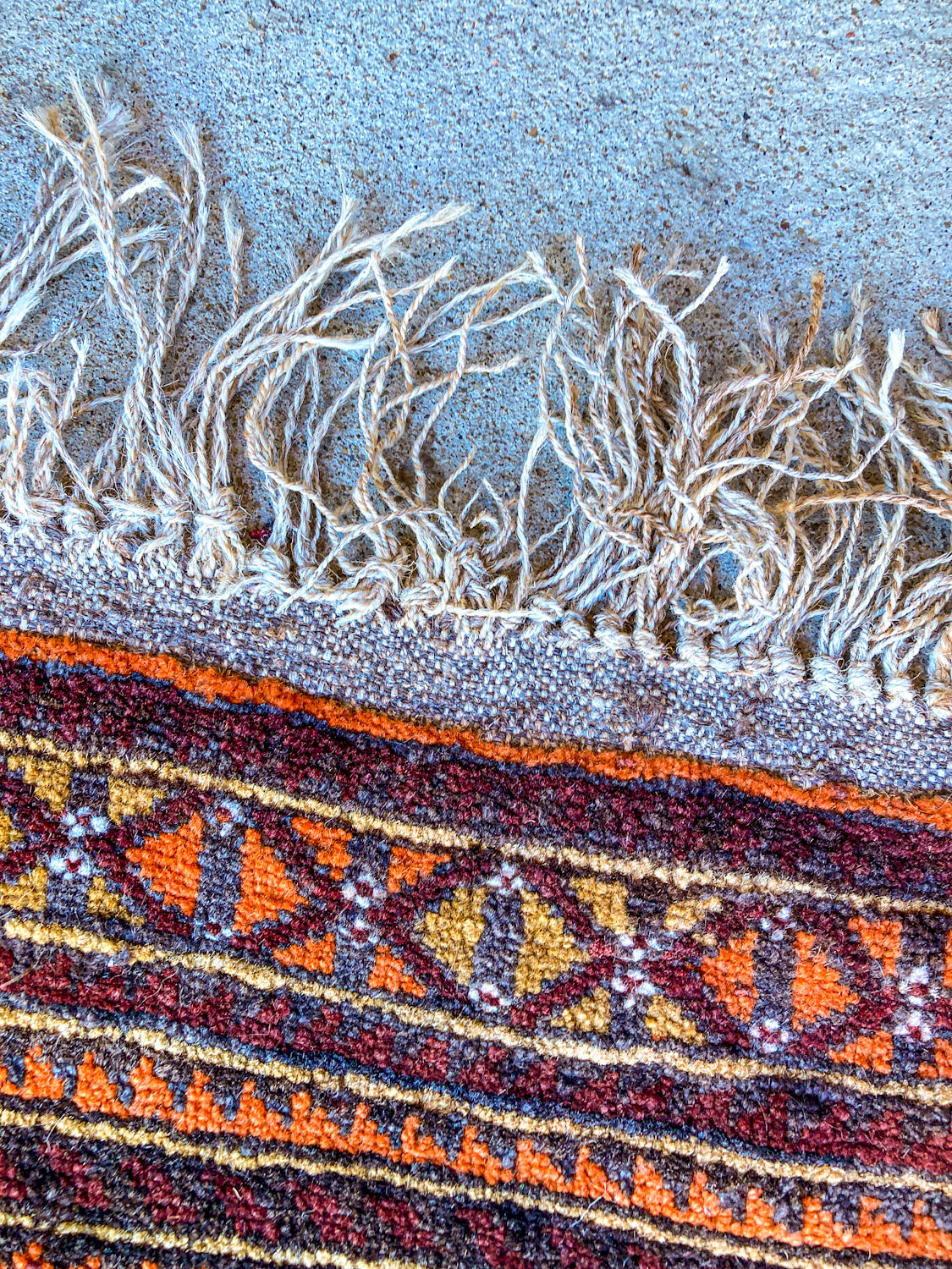 Vintage 1980s Orange Red Fringe 5x3ft Hand Woven Persian Wool Area Rug