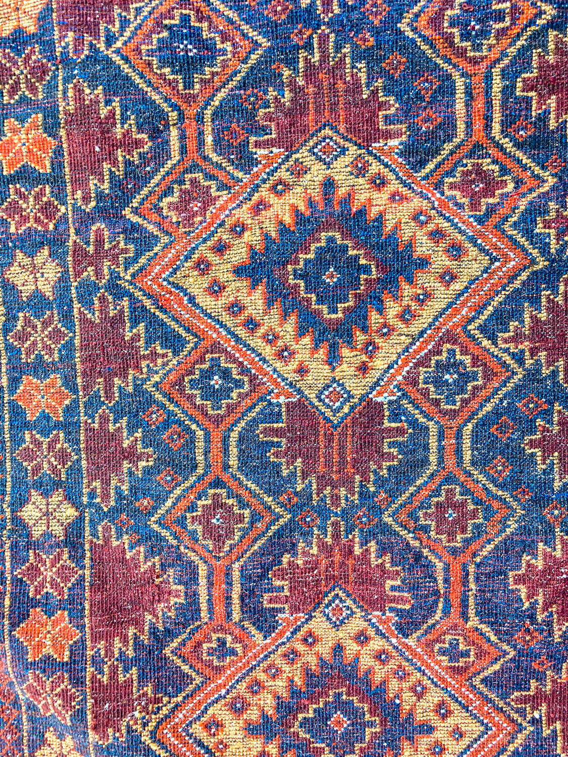 Vintage 1980s Orange Red Fringe 5x3ft Hand Woven Persian Wool Area Rug BAck Side