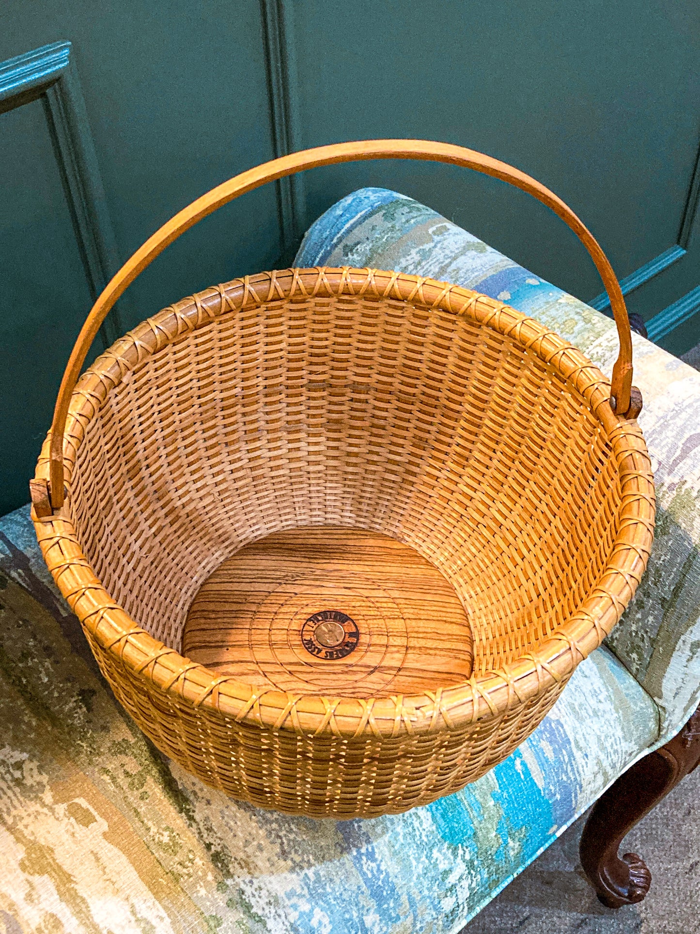 Vintage 1980s William Sevrens Lightship Penny Bottom Large Woven Basket