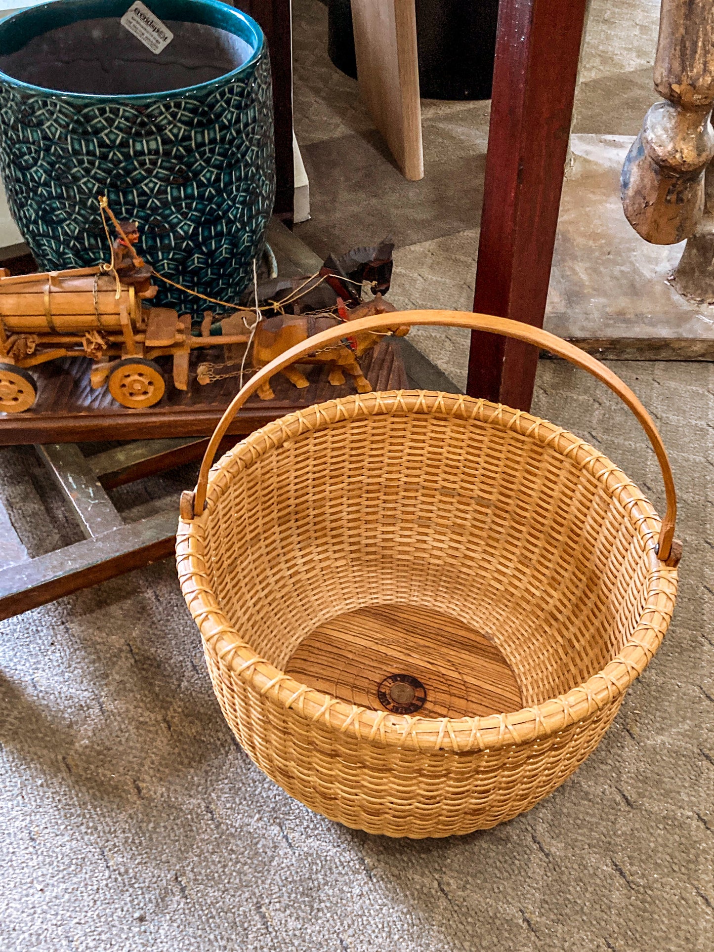 Vintage 1980s William Sevrens Lightship Penny Bottom Large Woven Basket