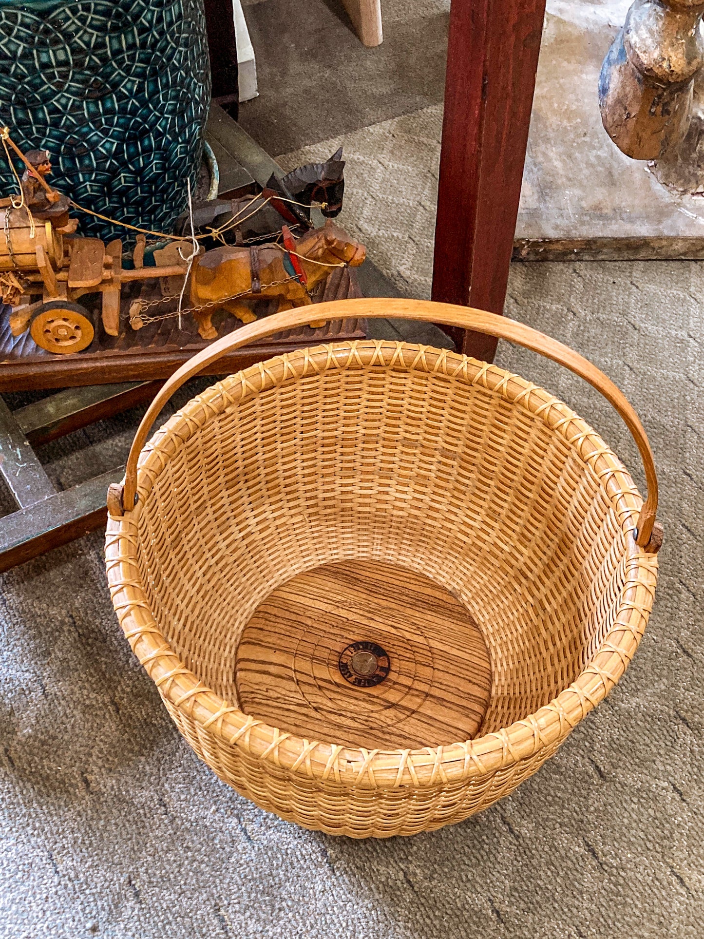 Vintage 1980s William Sevrens Lightship Penny Bottom Large Woven Basket