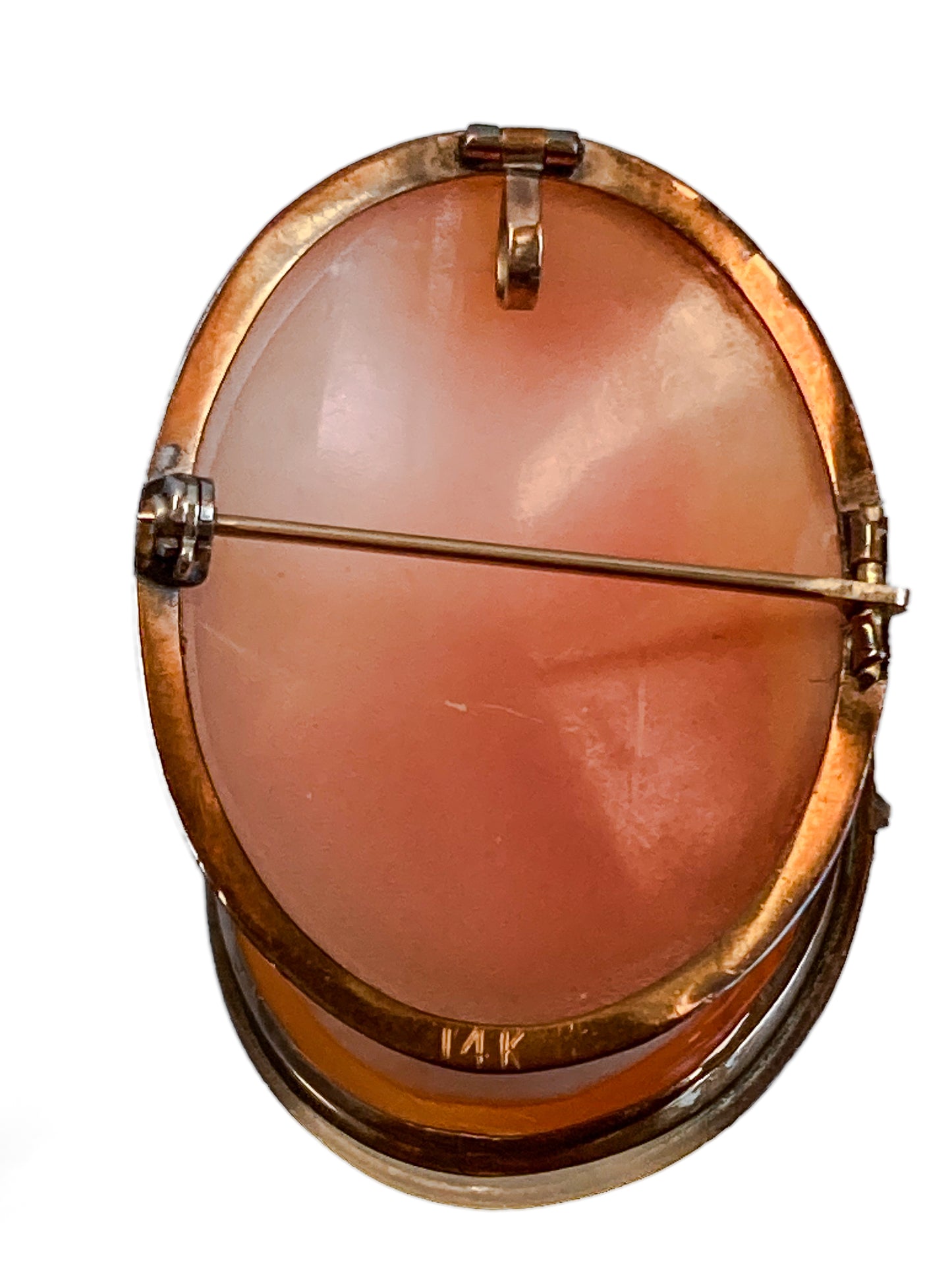 Antique Carved Shell Cameo 14K Gold Bezel Convertible Brooch Pin Pendant; Early 20th Century