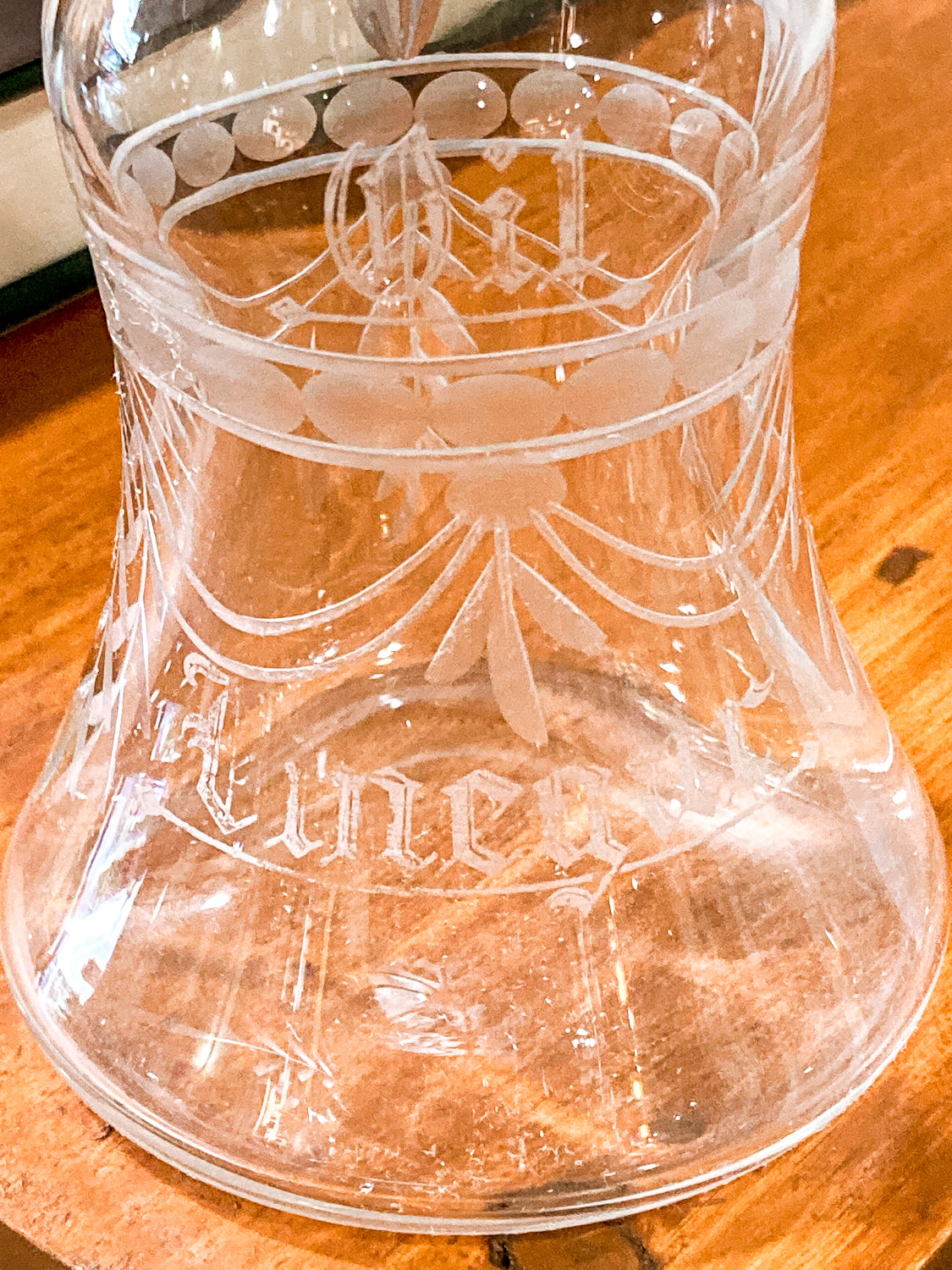 Vintage Cut Crystal Etched Sterling Silver Stopper Oil Vinegar Cruet Jar