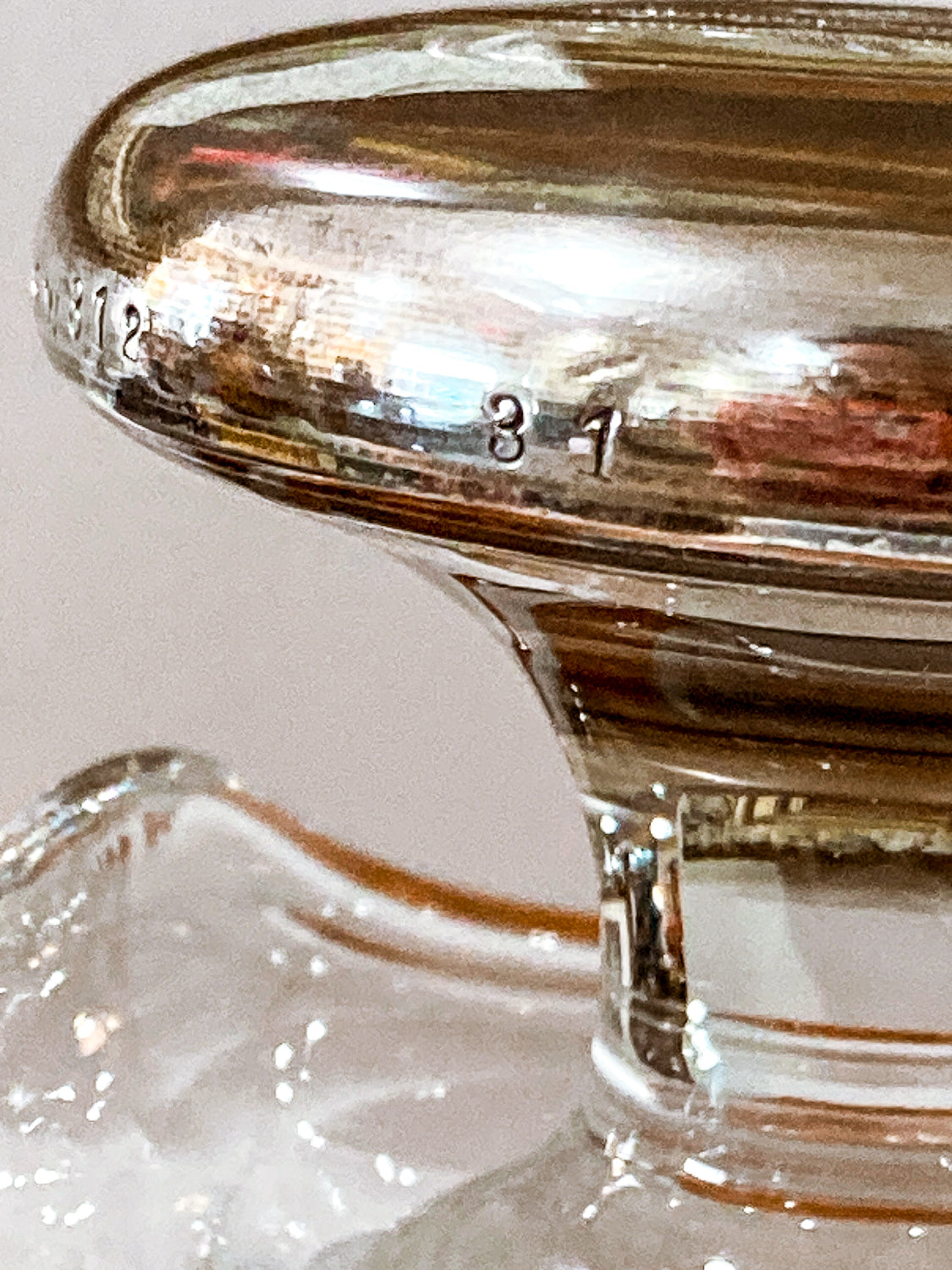 Vintage Cut Crystal Etched Sterling Silver Stopper Oil Vinegar Cruet Jar