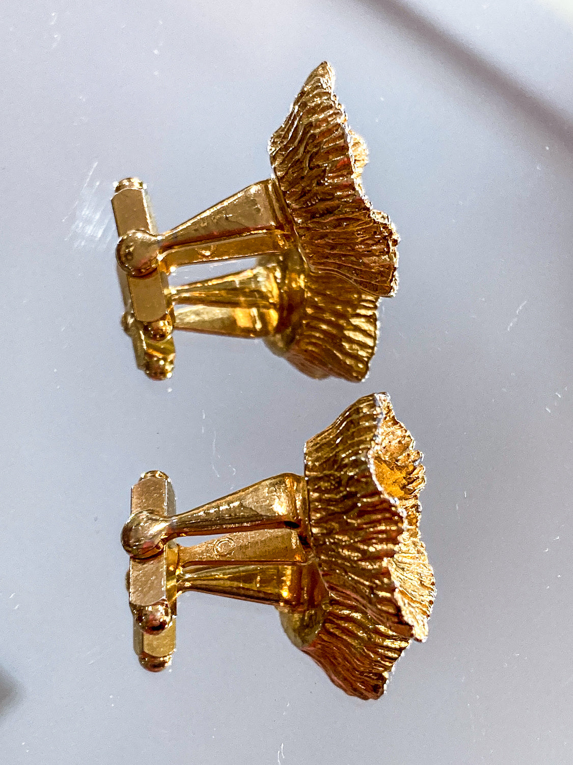 Vintage Gold Pearl Lotus Seed Bird Nest Egg Cufflink Pair Accessory