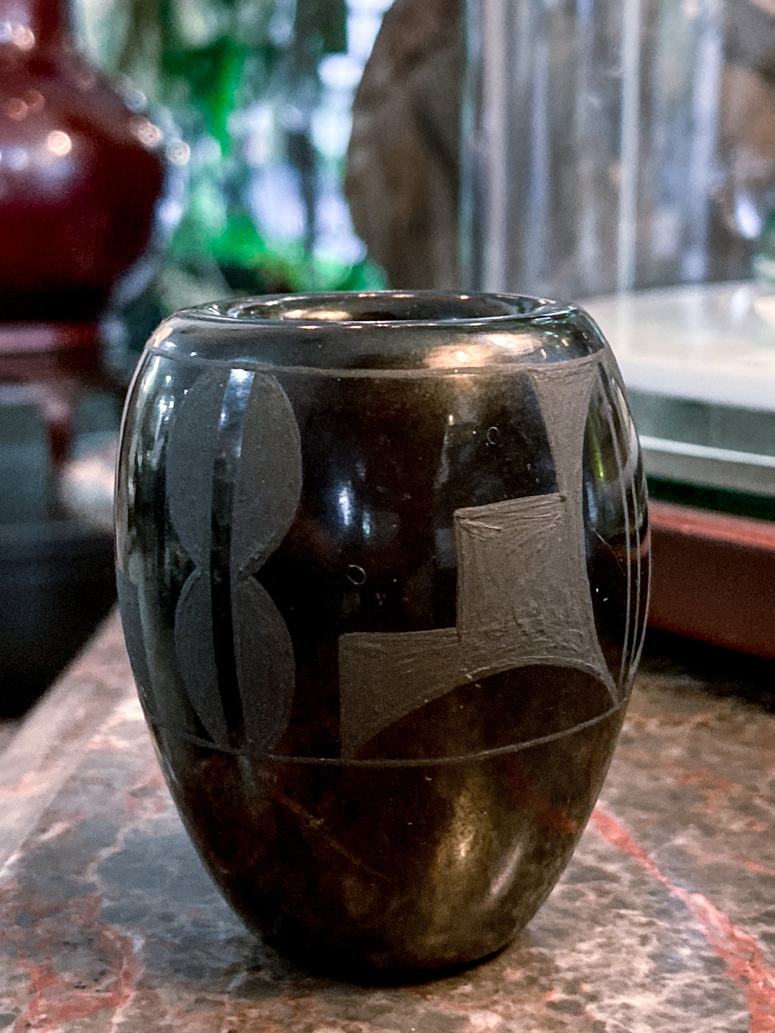 Vintage Harriet Tafoya Santa Clara Handmade Mini Black Pottery Vase