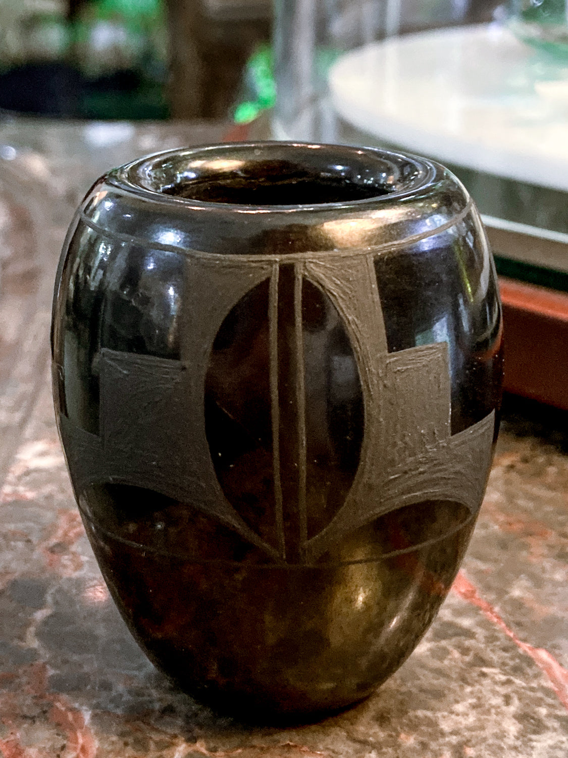 Vintage Harriet Tafoya Santa Clara Handmade Mini Black Pottery Vase