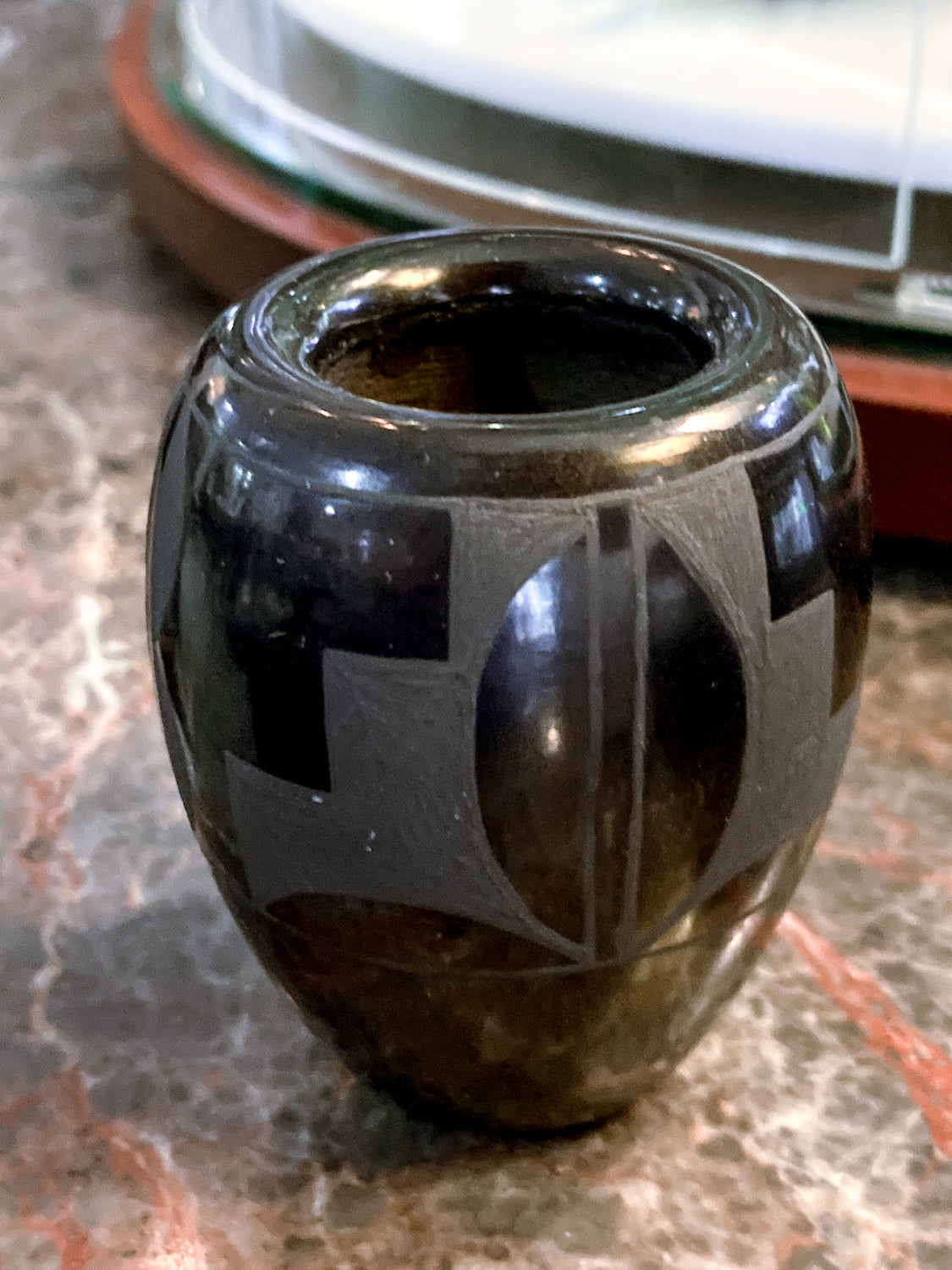 Vintage Harriet Tafoya Santa Clara Handmade Mini Black Pottery Vase