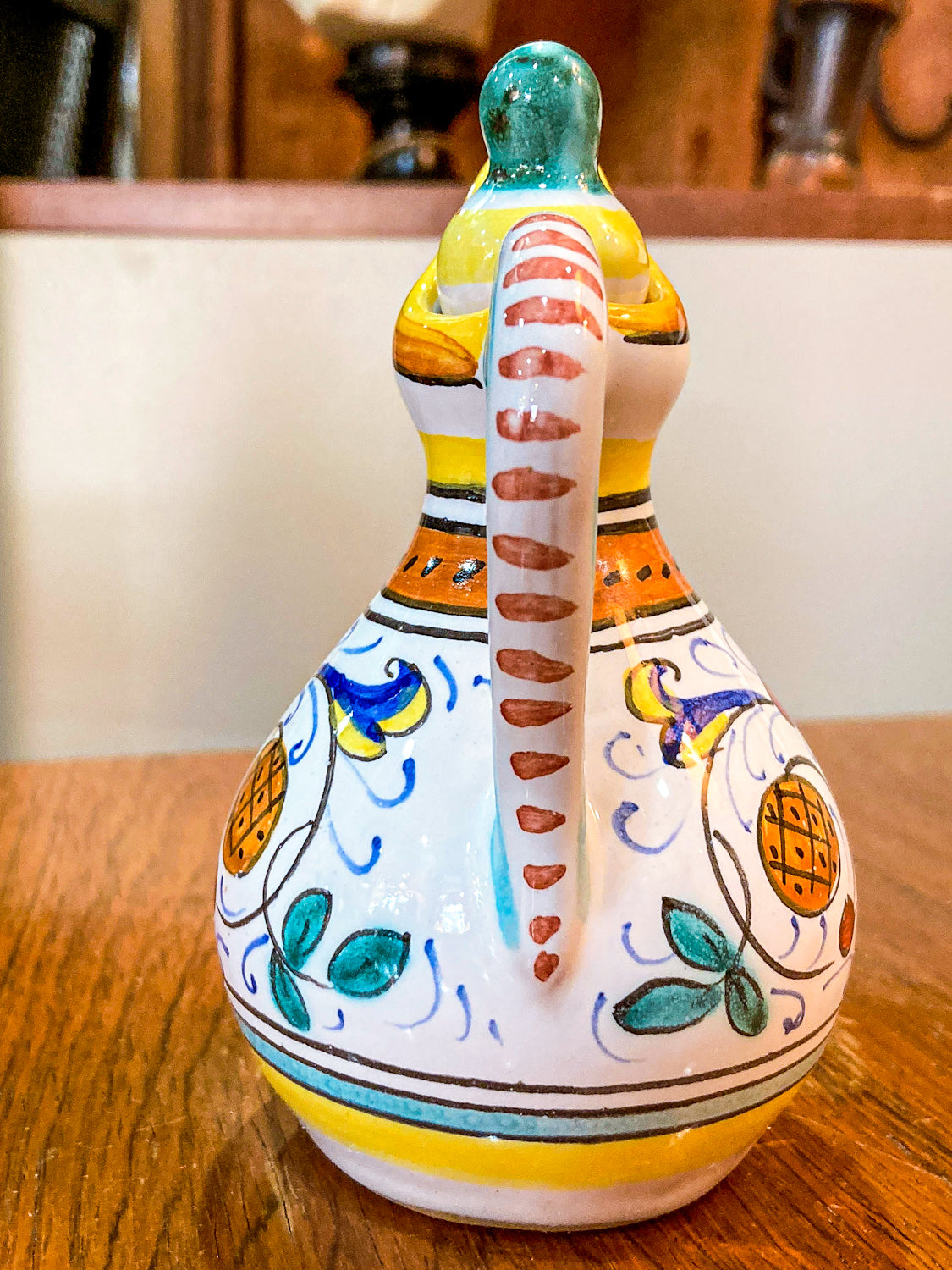 Vintage Italian Hand Painted Ceramic Oil Vinegar Cruet Tray Set