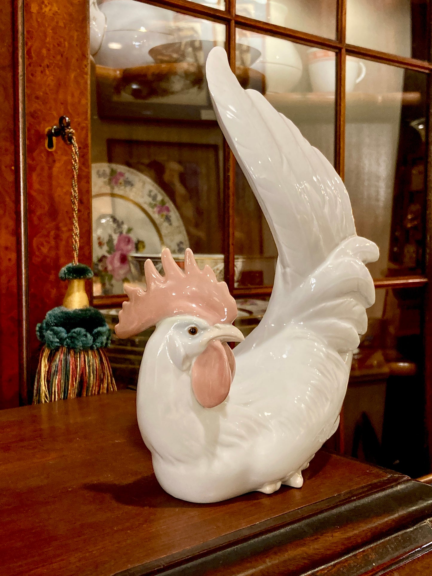 Vintage Lladro White Rooster Spanish Porcelain Figurine Sculpture