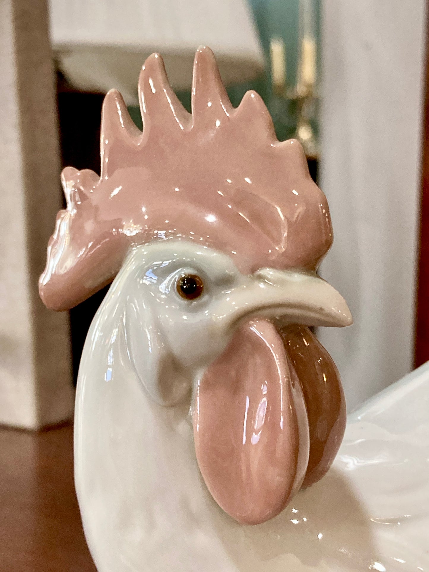 Vintage Lladro White Rooster Spanish Porcelain Figurine Sculpture