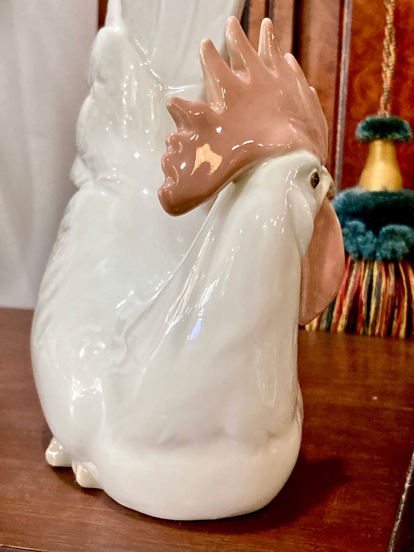 Vintage Lladro White Rooster Spanish Porcelain Figurine Sculpture