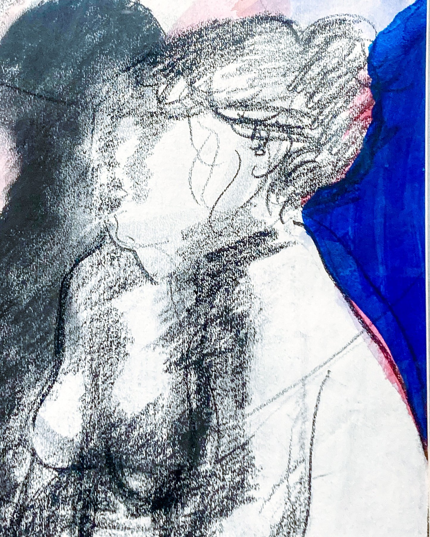 Vintage Mixed Media Abstract Female Figure Framed George Johanson Artwork