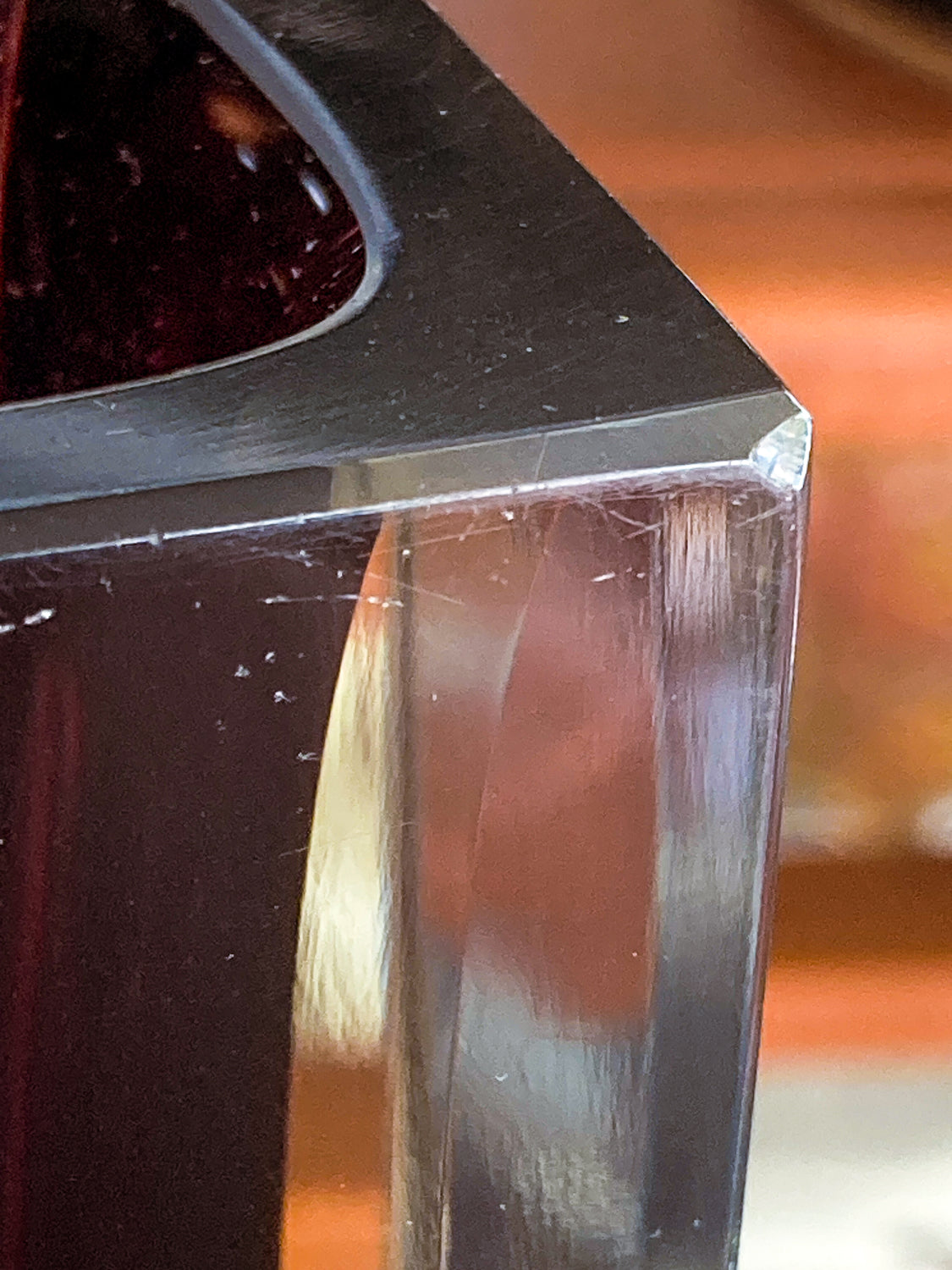 Murano Sommerso V. Nason Italian Rectangular Wine Red Glass Bud Vase