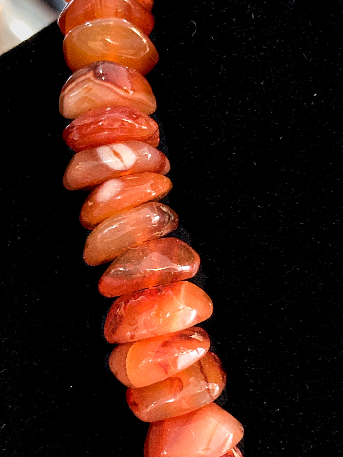 Vintage 14K Yellow Gold Natural Carnelian Graduated Stone Necklace
