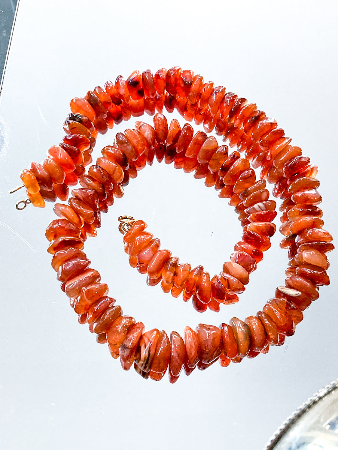 Vintage 14K Yellow Gold Natural Carnelian Graduated Stone Necklace