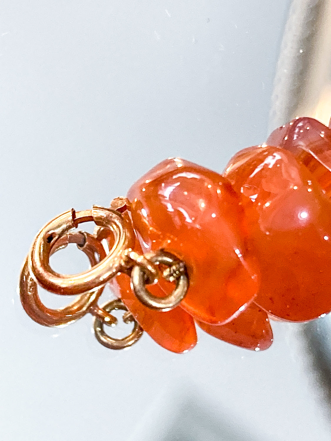 Vintage 14K Yellow Gold Natural Carnelian Graduated Stone Necklace