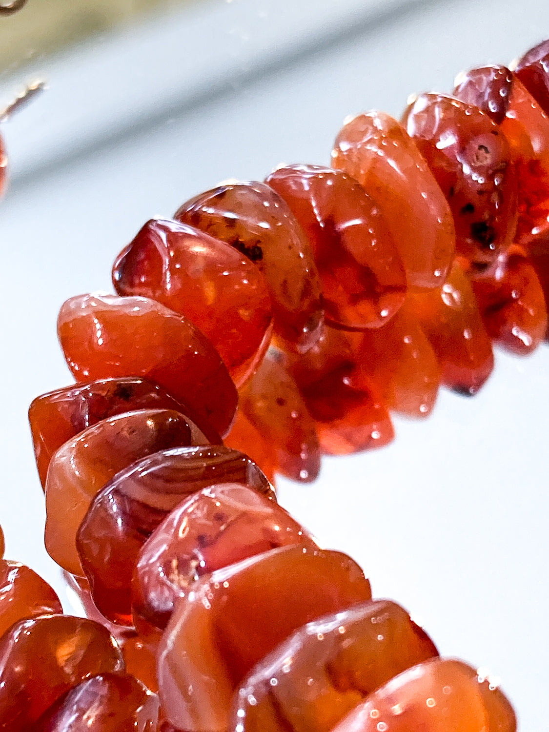 Vintage 14K Yellow Gold Natural Carnelian Graduated Stone Necklace