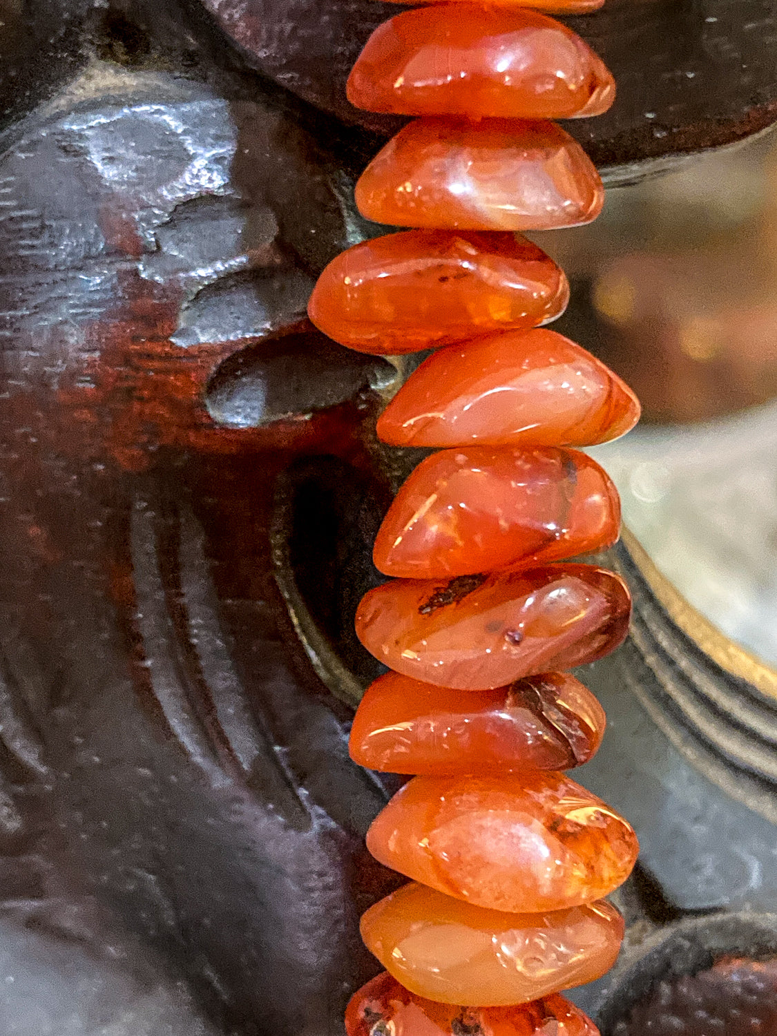 Vintage 14K Yellow Gold Natural Carnelian Graduated Stone Necklace