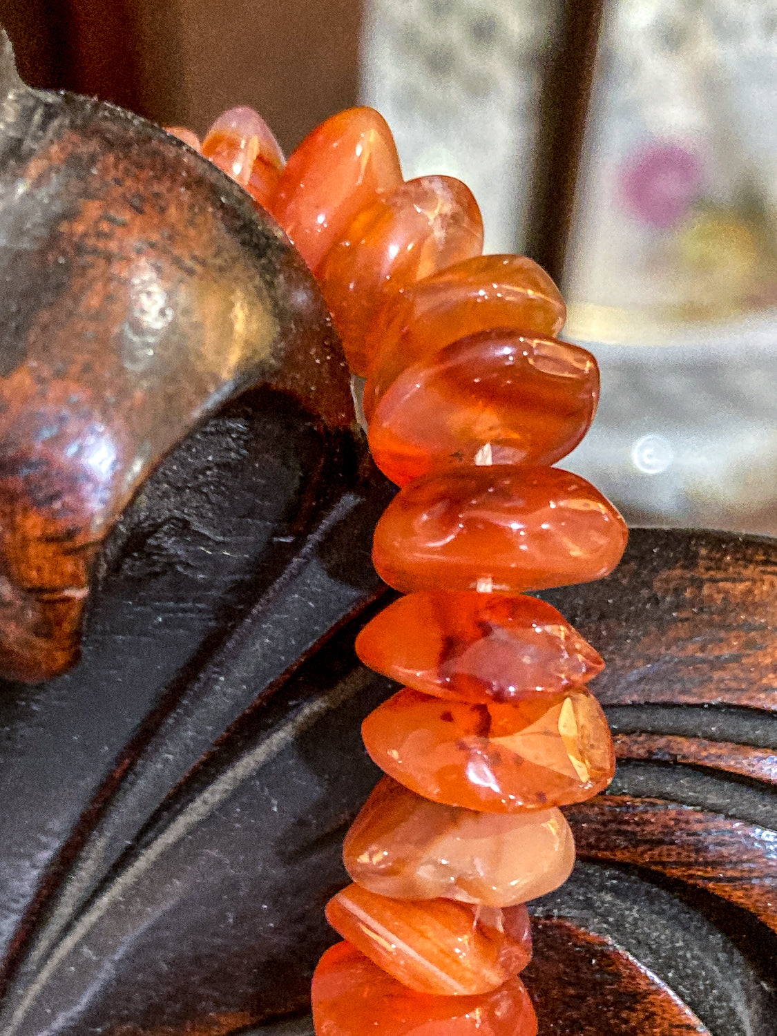 Vintage 14K Yellow Gold Natural Carnelian Graduated Stone Necklace