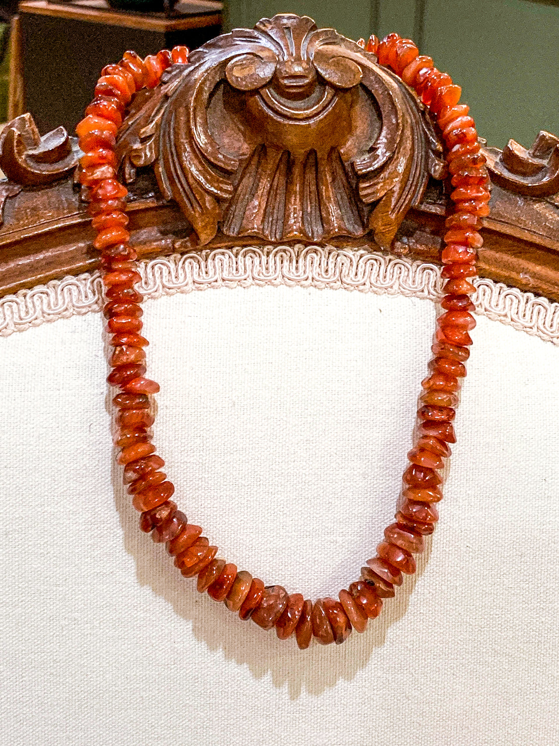 Vintage 14K Yellow Gold Natural Carnelian Graduated Stone Necklace