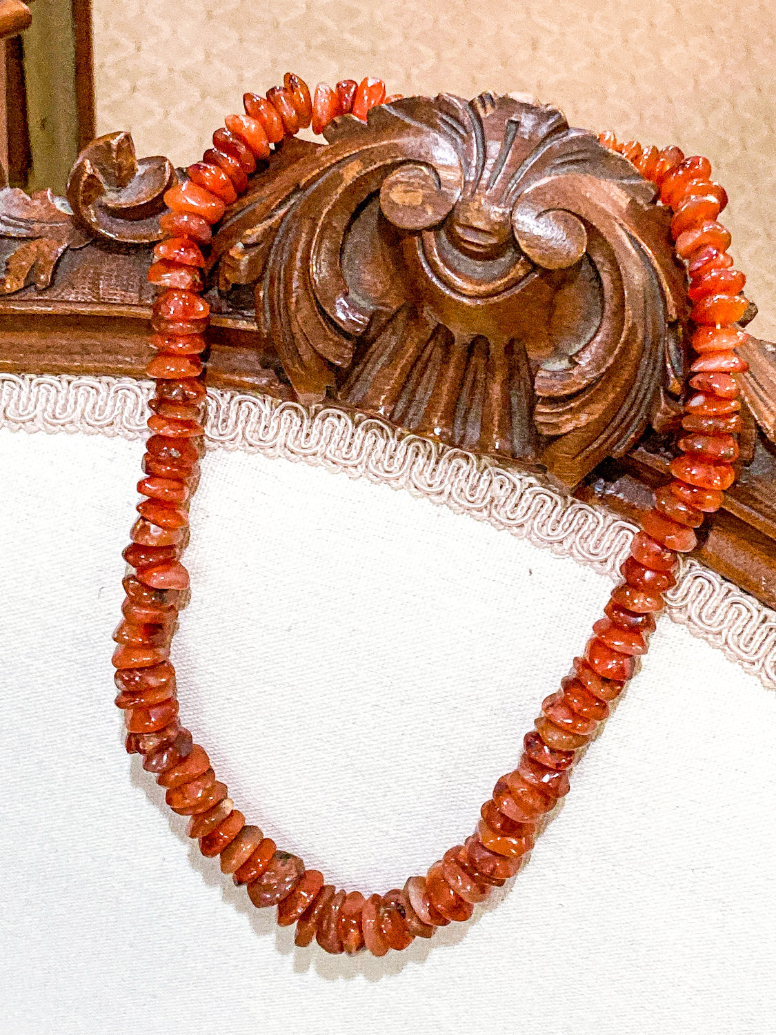 Vintage 14K Yellow Gold Natural Carnelian Graduated Stone Necklace