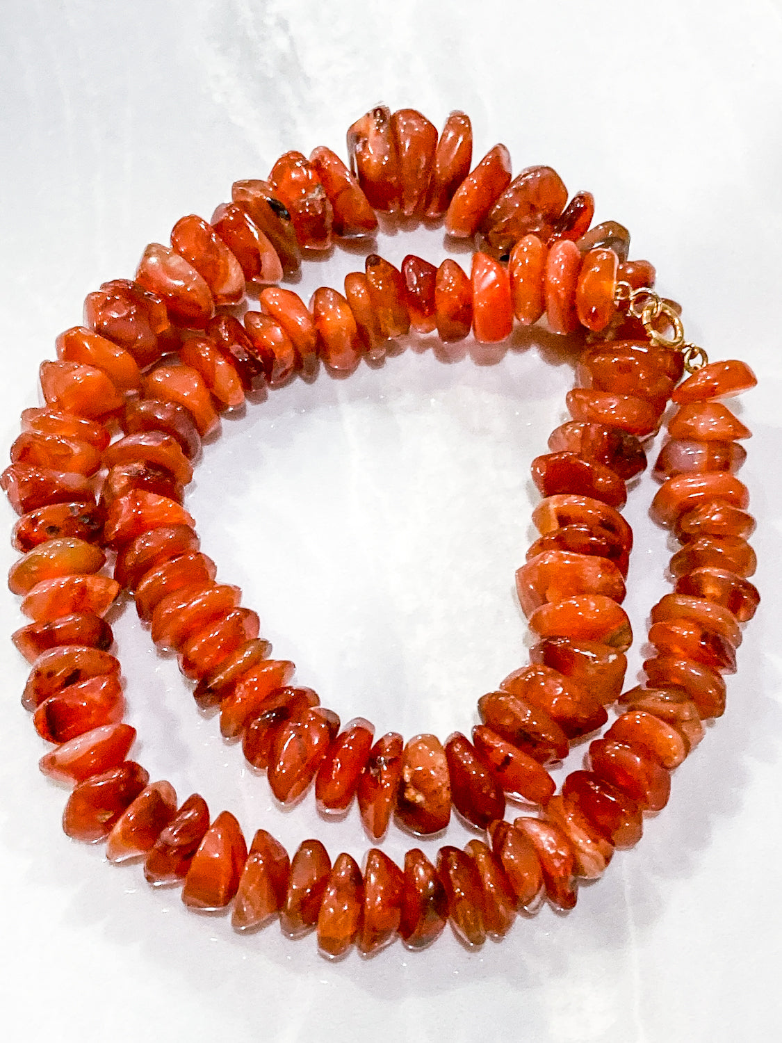Vintage 14K Yellow Gold Natural Carnelian Graduated Stone Necklace