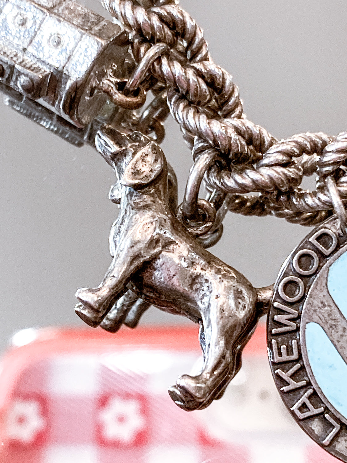 Vintage Sterling Silver Hound Dog Charm Bracelet