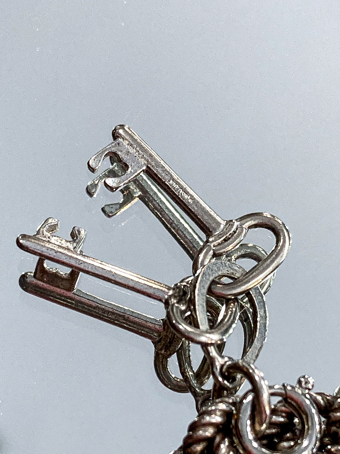 Vintage Sterling Silver Keys Charm Bracelet
