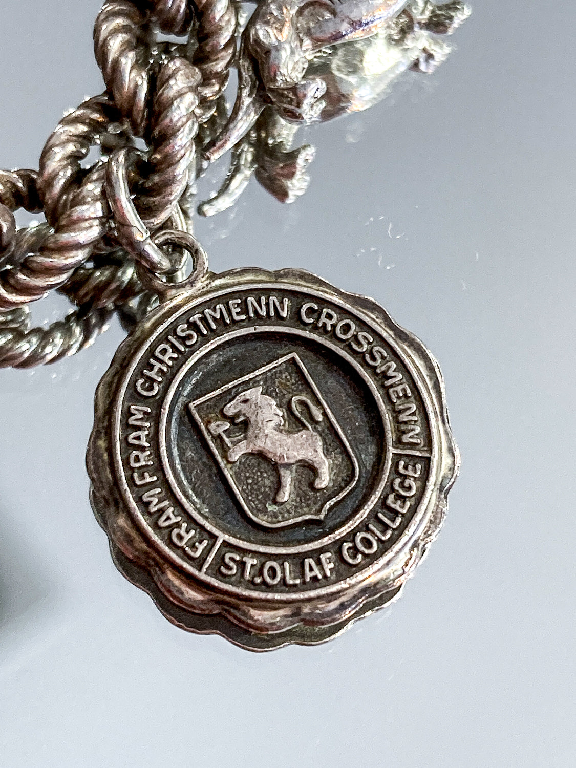 Vintage Sterling Silver St Olaf College Charm Bracelet
