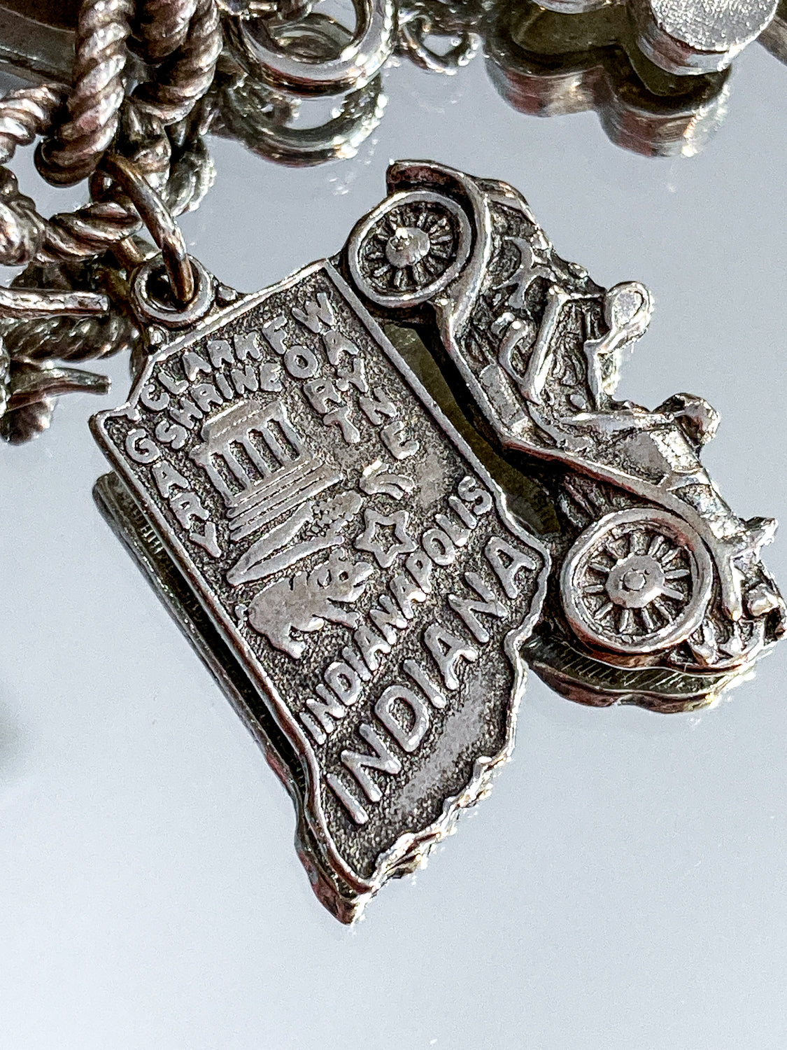 Vintage Sterling Silver Indianapolis Indiana State Charm Bracelet