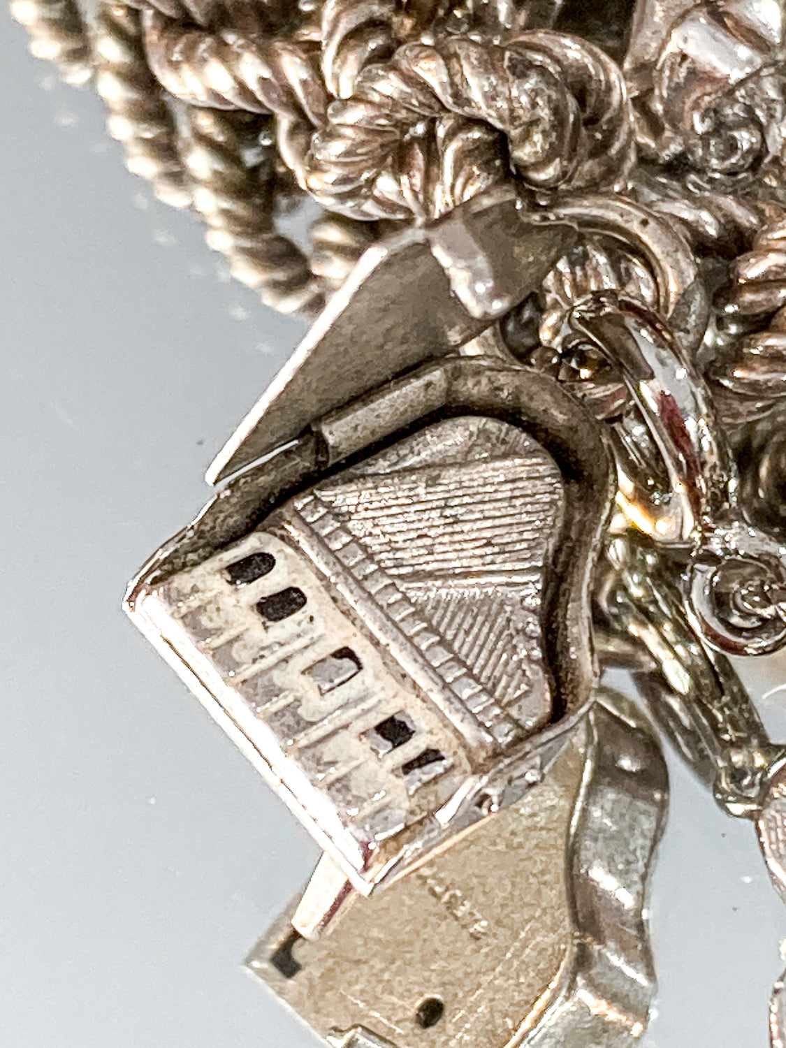 Vintage Sterling Silver Enameled Articulate Piano Charm Bracelet