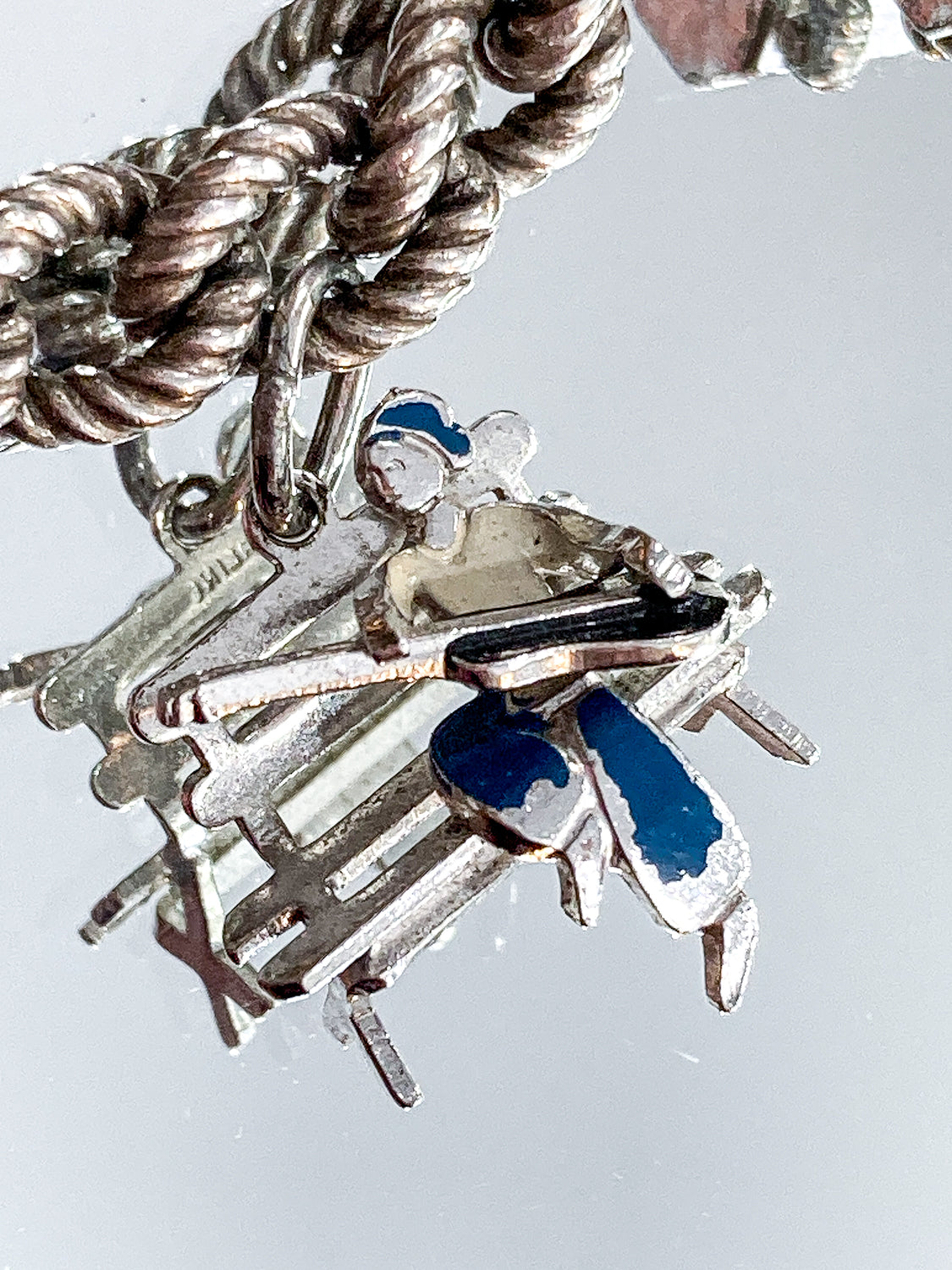 Vintage Sterling Silver Enameled Musician on Bench Charm Bracelet