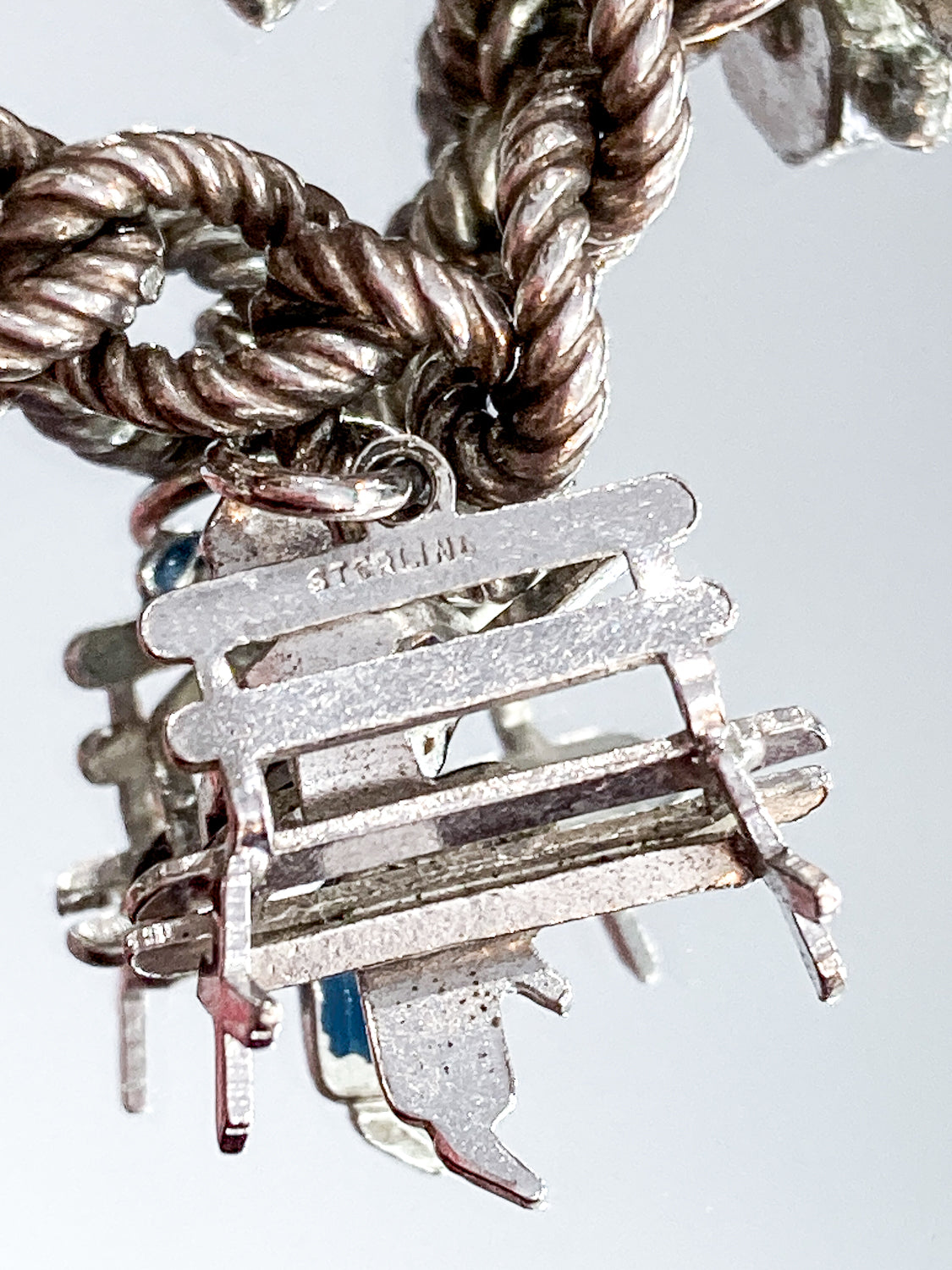 Vintage Sterling Silver Enameled Musician on Bench Charm Bracelet