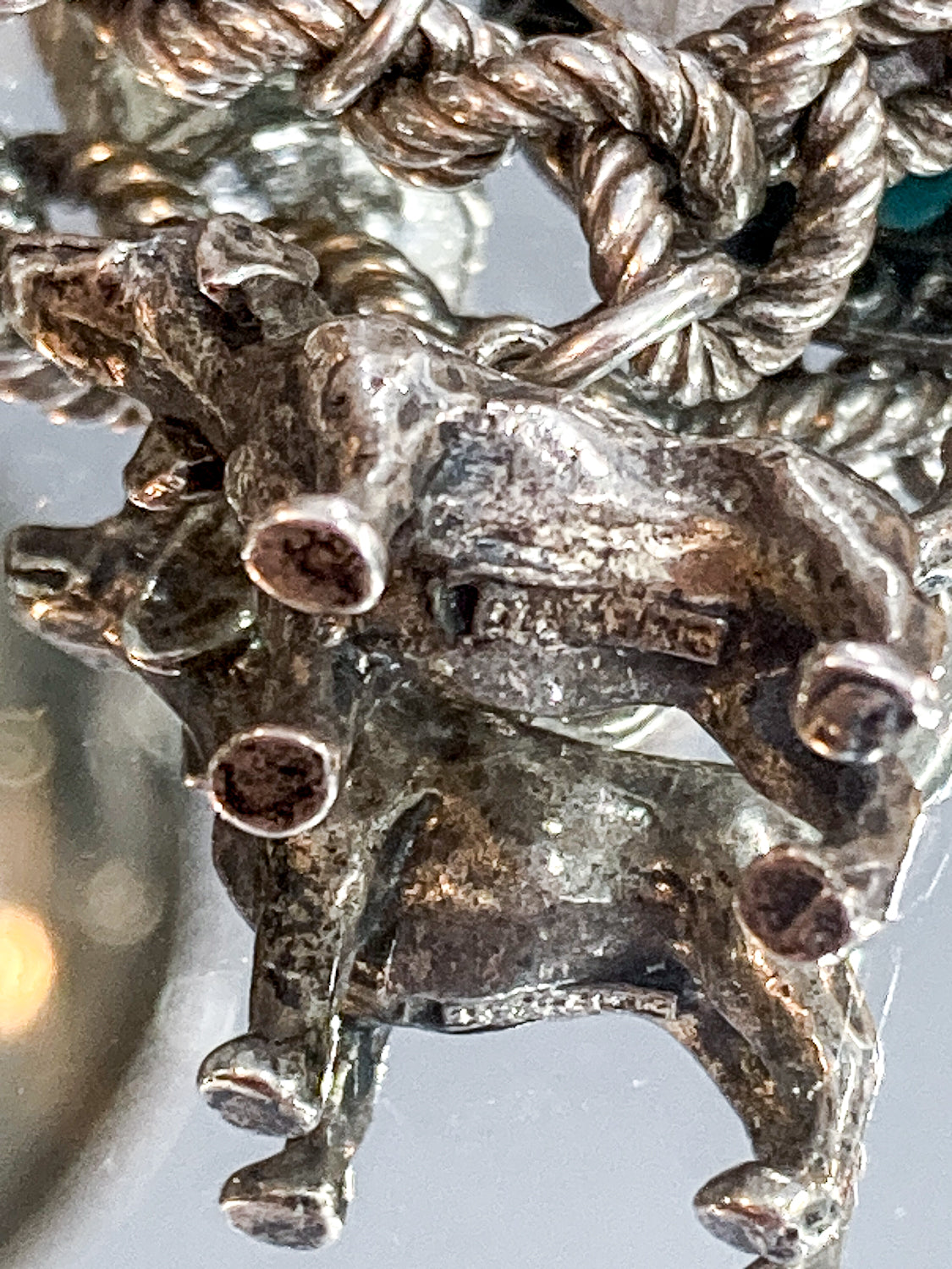 Vintage Sterling Silver Hound Dog Charm Bracelet