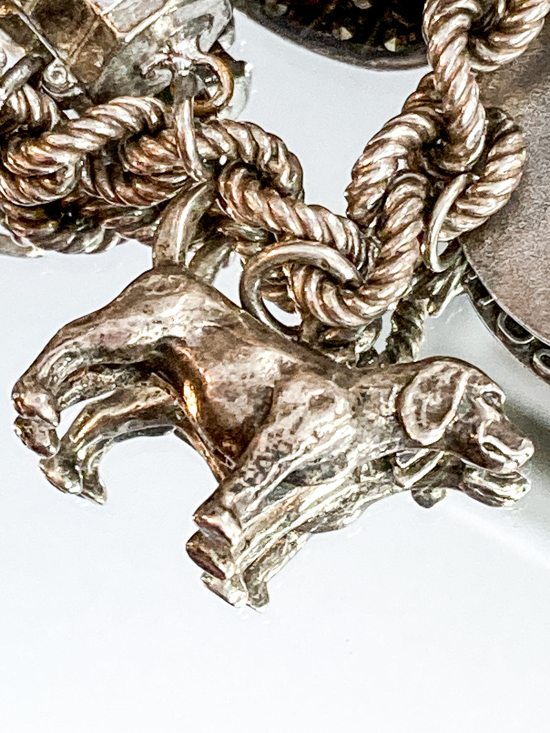 Vintage Sterling Silver Hound Dog Charm Bracelet