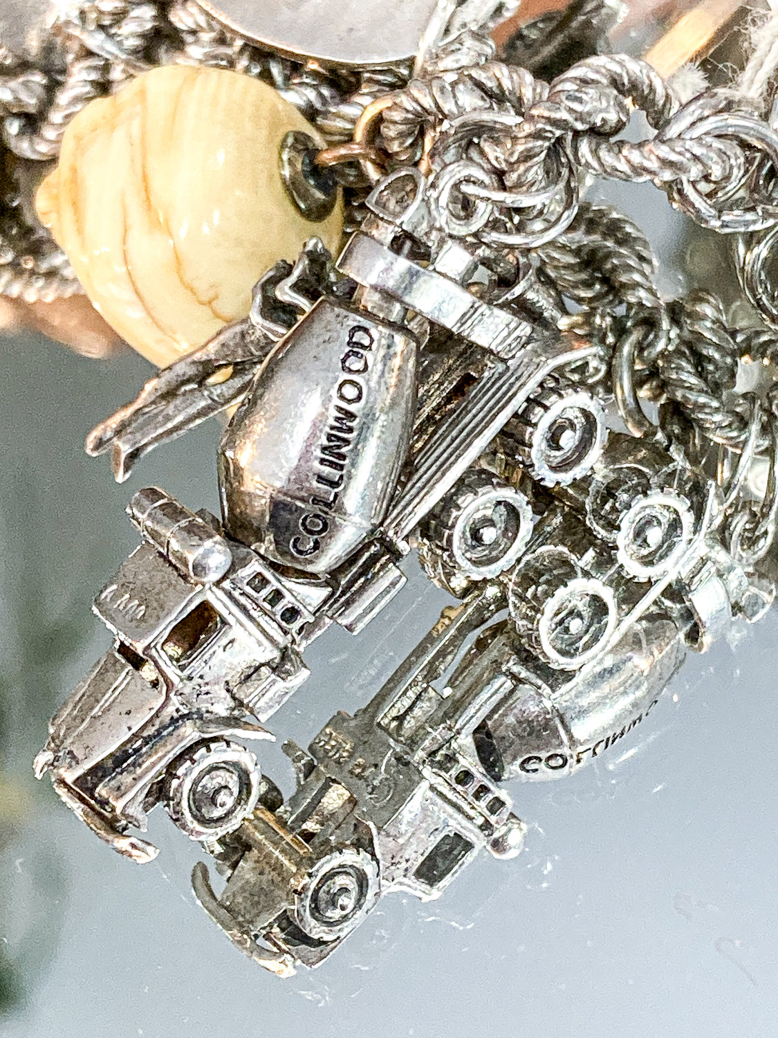 Vintage Sterling Silver Collinwood Cement Truck Charm Bracelet